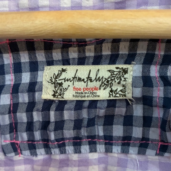 Free People Lavender Checkered Seersucker Oversized Button Down Shirt, Medium - Picture 4 of 8